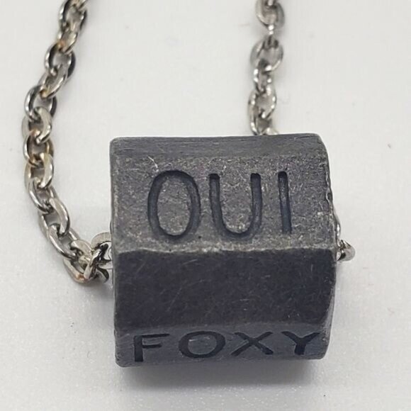 Pewter Barrel Necklace Rotating Words WICKED FOXY MAYBE - Picture 3 of 5